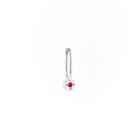 Ruby Dot Pendant Charm in Silver